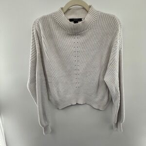 Forever 21 White 100% Cotton Chunky Knit Mock Neck Sweater‎ Women's M